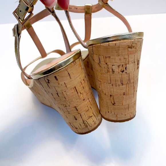 New without box: Kate Spade Tallin Gold Cork Wedge Sandal, Size 11 - Picture 5 of 9